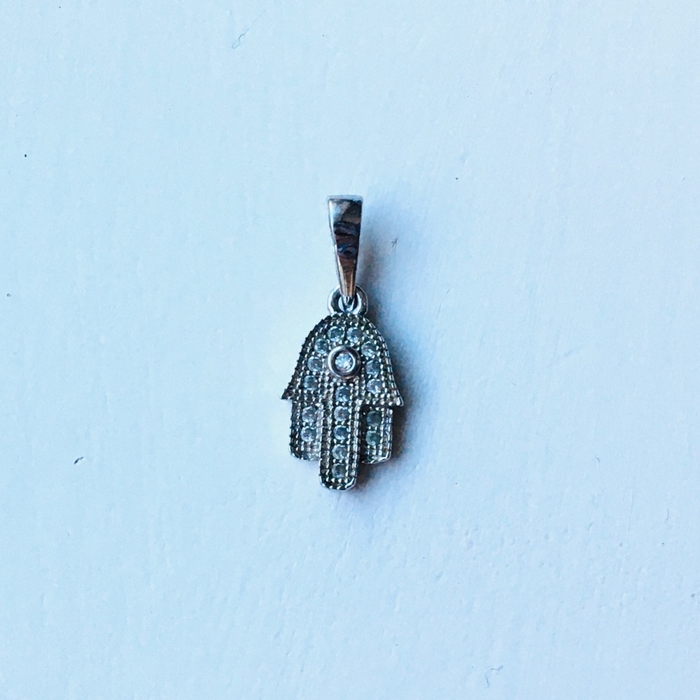 Sterling Silver, Gem Encrusted, Hamsa Hand, Charm